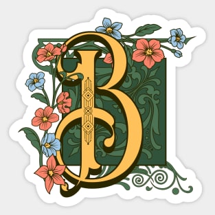 Art Nouveau Letter B, Ornamental Letter B, Art Deco Sticker